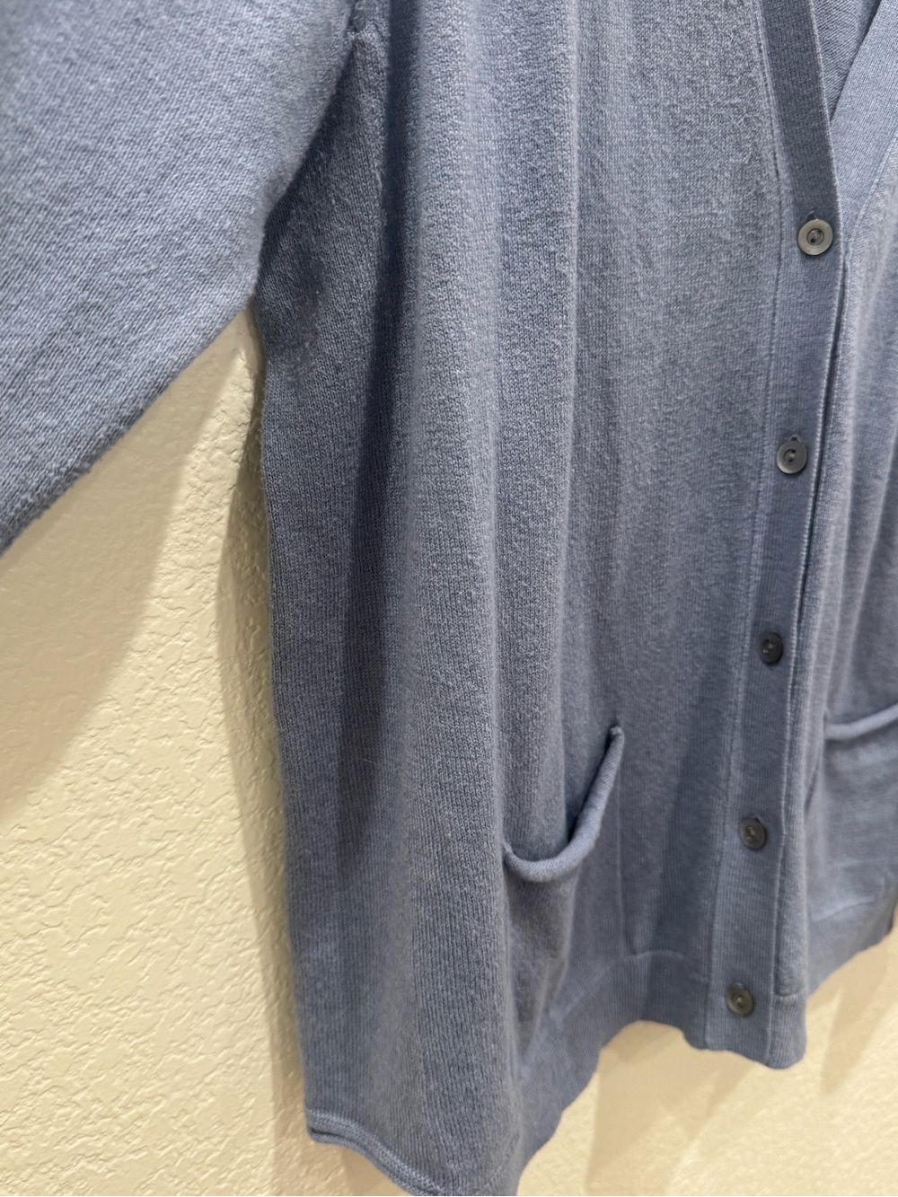 J.Jill Cardigan Sweater Womens M Blue Wool Cashmere Cotton Button Coastal - Picture 5 of 6